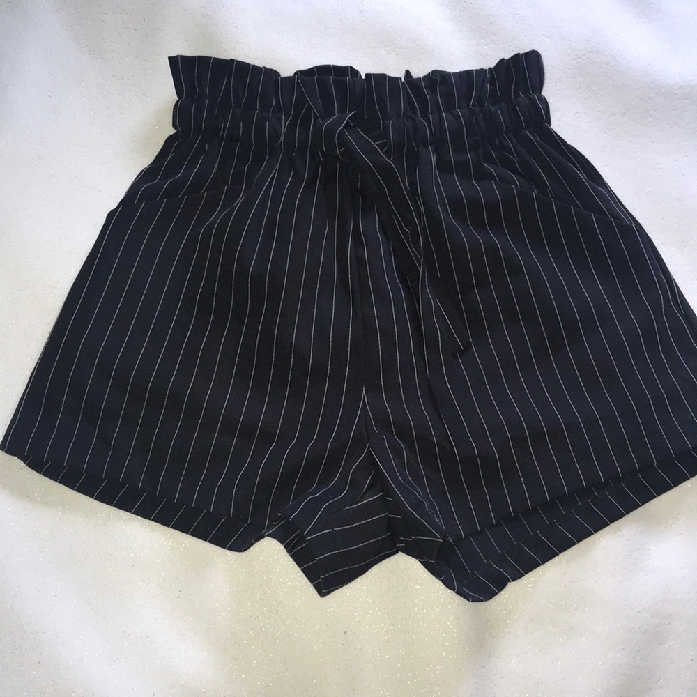 NWOT High Waisted Paper Bag Pin Stripe Shorts
